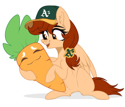 Size: 4210x3601 | Tagged: safe, artist:lazuli0209, artist:rioshi, artist:starshade, oc, oc only, oc:vanilla creame, equine, fictional species, mammal, pegasus, pony, feral, friendship is magic, hasbro, my little pony, alcohol, base used, baseball cap, beer, cap, clothes, drink, hat, oakland athletics, shadow, simple background, solo