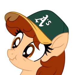 Size: 3583x3589 | Tagged: safe, artist:rioshi, artist:starshade, oc, oc only, oc:vanilla creame, equine, fictional species, mammal, pegasus, pony, feral, friendship is magic, hasbro, my little pony, alcohol, base used, baseball cap, beer, cap, clothes, commission, drink, hat, high res, oakland athletics, shadow, simple background, solo