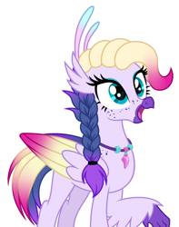 Size: 2328x2958 | Tagged: safe, artist:rioshi, artist:starshade, oc, oc only, oc:coral shoals, bird, equine, fictional species, hippogriff, mammal, feral, friendship is magic, hasbro, my little pony, base used, commission, cute, female, happy, heart, heart eyes, high res, simple background, solo, solo female, white background, wingding eyes