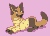 Size: 700x500 | Tagged: safe, artist:theroguez, oc, oc only, oc:rayj (theroguez), canine, coydog, coyote, dog, hybrid, mammal, feral, 2d, 2d animation, animated, brown body, brown fur, female, frame by frame, fur, gif, lying down, paws, pink background, prone, side view, simple background, solo, solo female, squigglevision, tail
