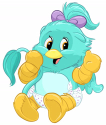Size: 1280x1513 | Tagged: safe, artist:the lone rodent, oc, oc:baby perry (tlr), bird, feline, fictional species, gryphon, mammal, anthro, series:cuddle buddies, 2d, blue belly, blue feathers, character sheet, feathers, female, looking at you, simple background, solo, solo female, white background, yellow eyes
