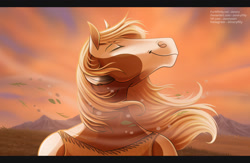 Size: 1280x835 | Tagged: safe, artist:jenery, rain (cimarron), equine, horse, mammal, anthro, dreamworks animation, spirit: stallion of the cimarron, 2d, anthrofied, eyes closed, female, letterboxing, mare, smiling, solo, solo female, ungulate, wind