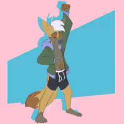 Size: 320x320 | Tagged: safe, artist:coyoteesquire, oc, oc only, oc:nikola (coyoteesquire), canine, coyote, mammal, anthro, plantigrade anthro, 1:1, 2d, 2d animation, animated, frame by frame, gif, low res, male, solo, solo male