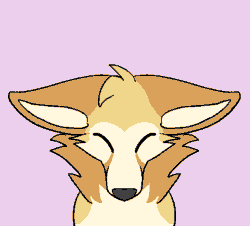 Size: 633x572 | Tagged: safe, artist:theroguez, oc, oc:fenfen, canine, fennec fox, fox, mammal, ambiguous form, 2d, 2d animation, ambiguous gender, animated, big ears, brown body, brown fur, cheek fluff, cream body, cream fur, ears, eyes closed, floppy ears, fluff, frame by frame, front view, fur, gif, multicolored fur, neck fluff, pink background, simple background, solo, solo ambiguous, yellow body, yellow fur