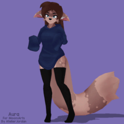 Size: 540x540 | Tagged: safe, artist:atelierbunny, oc, oc only, cat, feline, mammal, anthro, plantigrade anthro, 3d, 3d animation, animated, clothes, female, floppy ears, gif, hoodie, legwear, solo, solo female, sweater, thigh highs, topwear
