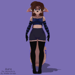 Size: 540x540 | Tagged: safe, artist:atelierbunny, oc, oc only, cat, feline, mammal, anthro, plantigrade anthro, 3d, 3d animation, animated, clothes, female, floppy ears, gif, legwear, sleeves, solo, solo female, tank top, thigh highs, topwear