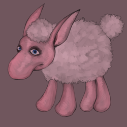 Size: 960x960 | Tagged: artist needed, safe, bovid, mammal, feral, spore (game), ambiguous gender, brown background, looking at you, simple background, solo, solo ambiguous, spoffit, spore galactic adventures, uncanny valley
