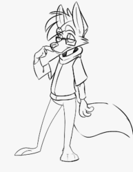 Size: 557x720 | Tagged: safe, artist:coyoteesquire, oc, oc only, oc:nikola (coyoteesquire), canine, coyote, mammal, anthro, 2d, 2d animation, animated, cute, frame by frame, gif, heart, male, monochrome, solo, solo male