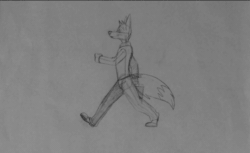 Size: 744x454 | Tagged: safe, artist:coyoteesquire, oc, oc only, oc:nikola (coyoteesquire), canine, coyote, mammal, anthro, 2d, 2d animation, animated, frame by frame, gif, male, monochrome, solo, solo male, walk cycle, walking