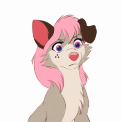 Size: 500x500 | Tagged: safe, artist:tuwka, ambiguous species, feral, 2d, 2d animation, animated, cute, female, frame by frame, gif, hair, low res, pink hair, simple background, solo, solo female, white background