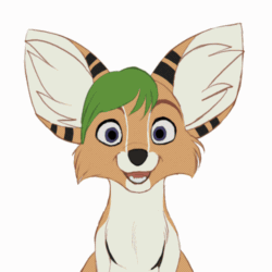 Size: 500x500 | Tagged: safe, artist:tuwka, canine, fennec fox, fox, mammal, 1:1, 2d, 2d animation, ambiguous gender, animated, cute, frame by frame, front view, gif, looking at you, low res, peekaboo, purple eyes, simple background, solo, solo ambiguous, white background