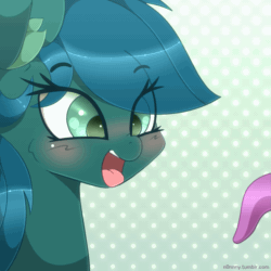Size: 1111x1111 | Tagged: safe, artist:n0nnny, equine, mammal, pony, feral, hasbro, my little pony, 2d, 2d animation, animated, blushing, boop, cute, eye through hair, female, female focus, frame by frame, gif, hair, mare, solo focus, tentacles, ungulate