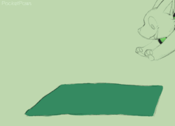 Size: 1000x721 | Tagged: safe, artist:pocketpaws, canine, fox, mammal, feral, 2019, 2d, 2d animation, ambiguous gender, animated, cute, digital art, eyes closed, frame by frame, gif, green background, simple background, solo, solo ambiguous, tail, tail wag