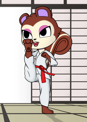Size: 2000x2800 | Tagged: safe, artist:amandathedoll, pecan (animal crossing), mammal, rodent, squirrel, animal crossing, nintendo, high res, karate, solo