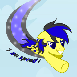Size: 3600x3600 | Tagged: safe, artist:broniesplaying, oc, oc only, oc:ponyseb 2.0, equine, fictional species, mammal, pegasus, pony, feral, friendship is magic, hasbro, my little pony, flying, grin, high res, male, sky, solo, solo male, stallion