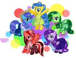 Size: 2803x2140 | Tagged: safe, artist:meganlovesangrybirds, anger (inside out), applejack (mlp), disgust (inside out), fear (inside out), fluttershy (mlp), joy (inside out), pinkie pie (mlp), rainbow dash (mlp), rarity (mlp), sadness (inside out), earth pony, equine, fictional species, mammal, pegasus, pony, unicorn, feral, disney, friendship is magic, hasbro, inside out, my little pony, pixar, 2d, angry, bottomwear, clothes, cosplay, crossover, dress, emotion, emotion (inside out), emotions, female, females only, glasses, group, happy, high res, mare, pants, sad, skirt, unamused, worried