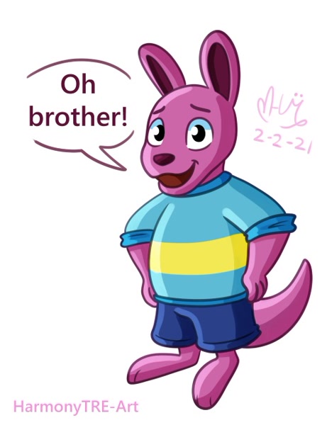 85398 - source needed, safe, artist:harmonytre-art, austin (the  backyardigans), kangaroo, mammal, marsupial, nickelodeon, the  backyardigans, dialogue, front view, looking at you, male, simple  background, solo, solo male, talking, talking to viewer ...
