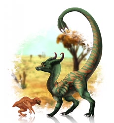 Size: 1182x1280 | Tagged: safe, artist:andr0meda, fictional species, willosaur, feral, spore (game), ambiguous gender, duo, duo ambiguous, tamaranian hopper