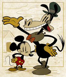 Size: 878x1023 | Tagged: safe, artist:eeyorbstudios, horace horsecollar (disney), mickey mouse (disney), equine, horse, mammal, mouse, rodent, anthro, disney, mickey and friends, 2d, duo, duo male, male, males only, murine, old timey