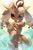 Size: 550x843 | Tagged: safe, artist:popodunk, fictional species, lopunny, mammal, anthro, nintendo, pokémon, 2021, adorasexy, belly button, big breasts, bikini, black sclera, blushing, breasts, brown body, brown fur, cleavage, clothes, coin, colored sclera, cute, dancer, ear piercing, earring, eyelashes, female, fur, glistening, glistening clothing, long ears, looking at you, multicolored fur, musical instrument, one eye closed, piercing, pink nose, red eyes, sexy, short tail, smiling, smiling at you, solo, solo female, swimsuit, tail, tambourine, thighs, two toned body, two toned fur, winking