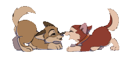 Size: 700x335 | Tagged: safe, artist:oha, balto (balto), jenna (balto), canine, dog, husky, hybrid, mammal, wolf, wolfdog, balto (series), 2d, 2d animation, animated, cute, duo, eyes closed, female, frame by frame, gif, low res, male, puppy, simple background, tail, tail wag, transparent background, young, younger