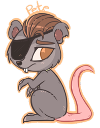 Size: 327x414 | Tagged: safe, artist:esmeia, pete (lps), mammal, rat, rodent, feral, hasbro, littlest pet shop, littlest pet shop (2012), eyepatch, low res, male, orange eyes, simple background, solo, solo male, tail, transparent background