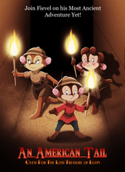 Size: 1700x2338 | Tagged: safe, artist:brisbybraveheart, fievel mousekewitz (an american tail), tanya mousekewitz (an american tail), oc, mammal, mouse, rodent, anthro, an american tail, indiana jones (franchise), lucasfilm, sullivan bluth studios, 2d, blushing, brother, brother and sister, crossover, female, fire, group, male, murine, siblings, sister, trio, young