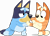 Size: 6242x4505 | Tagged: safe, artist:thatusualguy06, bingo heeler (bluey), bluey heeler (bluey), australian cattle dog, canine, dog, mammal, semi-anthro, bluey (series), trace, .svg available, absurd resolution, duo, duo female, female, females only, lidded eyes, on model, pointing, siblings, simple background, sister, sisters, transparent background, vector