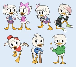 Size: 2940x2590 | Tagged: safe, artist:flowerimh, dewey duck (disney), huey duck (disney), lena (ducktales), louie duck (disney), webby vanderquack (ducktales), bird, duck, waterfowl, disney, ducktales, ducktales (1987), ducktales (2017), mickey and friends, 2d, female, high res, male, self paradox, young