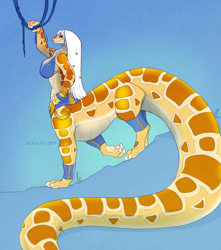 Size: 1766x2000 | Tagged: safe, artist:royalty, fictional species, reptile, snake, anthro, naga, taur, female, long tail, nagataur, solo, solo female, tail
