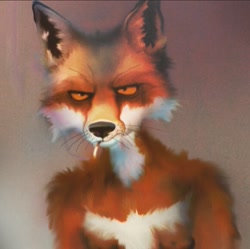 Size: 677x674 | Tagged: safe, artist:slushedhyena, canine, fox, mammal, red fox, anthro, 2021, black nose, brown body, brown fur, bust, cheek fluff, cigarette, complete nudity, digital art, ear fluff, fluff, front view, frowning, fur, male, not amused face, nudity, orange body, orange eyes, orange fur, shoulder fluff, smoking, solo, solo male, whiskers, white body, white fur