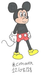 Size: 606x1054 | Tagged: safe, artist:cmara, mickey mouse (disney), mammal, mouse, rodent, anthro, disney, mickey and friends, 2d, male, murine, solo, solo male, traditional art