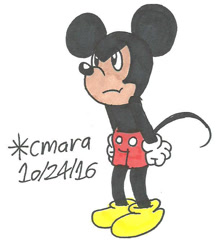 Size: 607x694 | Tagged: safe, artist:cmara, mickey mouse (disney), mammal, mouse, rodent, anthro, disney, mickey and friends, 2d, male, solo, solo male, traditional art