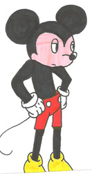 Size: 400x752 | Tagged: safe, artist:cmara, mickey mouse (disney), mammal, mouse, rodent, anthro, disney, mickey and friends, 2d, male, murine, solo, solo male, traditional art