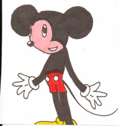 Size: 464x480 | Tagged: safe, artist:cmara, mickey mouse (disney), mammal, mouse, rodent, anthro, disney, mickey and friends, 2d, low res, male, murine, solo, solo male, traditional art