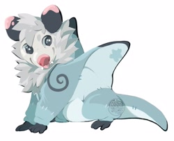 Size: 2562x2079 | Tagged: safe, artist:fosbat, oc, oc only, oc:pango (fosbat), fish, mammal, marsupial, opossum, virginia opossum, feral, 2021, black body, blep, clothes, costume, cute, fangs, fur, gray body, gray fur, high res, male, pink body, pink nose, sharp teeth, simple background, solo, solo male, starry eyes, teeth, tongue, tongue out, watermark, white background, wingding eyes
