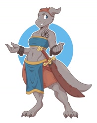 Size: 1425x1820 | Tagged: safe, artist:slightlysimian, oc, oc only, fictional species, kobold, reptile, anthro, digitigrade anthro, 2021, clothes, commission, female, horns, simple background, solo, solo female, sword, tail, weapon, white background