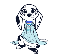 Size: 537x501 | Tagged: safe, artist:higglytownhero, dolly (101 dalmatians), canine, dalmatian, dog, mammal, anthro, feral, 101 dalmatian street, 101 dalmatians, disney, 2d, anthrofied, clothes, female, front view, paw pads, paws, simple background, solo, solo female, sweater, topwear, white background