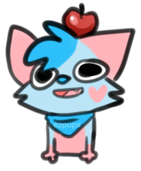 Size: 278x338 | Tagged: safe, artist:ezpups, oc, oc only, oc:bani temari, cat, feline, mammal, feral, 2019, bandanna, blue hair, cheek fluff, clothes, female, fluff, front view, fur, hair, hair over one eye, head fluff, leg fluff, low res, paws, simple background, solo, solo female, standing, tongue, tongue out, transparent background, white body, white fur