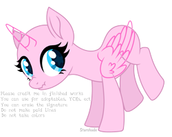 Size: 2819x2259 | Tagged: safe, artist:rioshi, artist:starshade, oc, oc only, alicorn, equine, fictional species, mammal, pony, feral, hasbro, my little pony, base, female, high res, horn, mare, scrunchy face, simple background, smiling, solo, solo female, starry eyes, transparent background, wingding eyes, wings