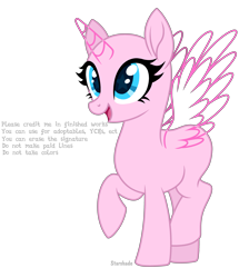 Size: 3173x3535 | Tagged: safe, artist:rioshi, artist:starshade, oc, oc only, alicorn, equine, fictional species, mammal, pony, feral, hasbro, my little pony, base, female, high res, horn, mare, simple background, smiling, solo, solo female, starry eyes, transparent background, wingding eyes, wings