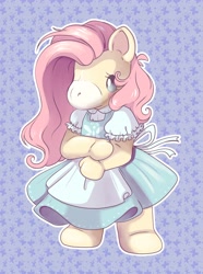 Size: 2879x3880 | Tagged: safe, artist:cutepencilcase, fluttershy (mlp), equine, fictional species, mammal, pegasus, pony, semi-anthro, friendship is magic, hasbro, my little pony, my little pony (g1), 2d, cute, female, high res, solo, solo female, takara pony