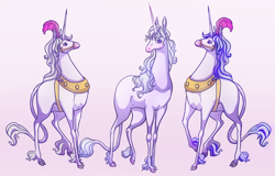 Size: 1596x1024 | Tagged: safe, artist:aira90, lady amalthea (the last unicorn), classical unicorn, equine, fictional species, mammal, unicorn, feral, the last unicorn, 2d, female, females only, story at source, trio, trio female