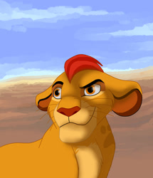 Size: 2270x2642 | Tagged: safe, artist:nostalgicchills, kion (the lion guard), big cat, feline, lion, mammal, disney, the lion guard, the lion king, 2d, cub, front view, fur, high res, male, orange eyes, solo, solo male, three-quarter view, yellow body, yellow fur, young