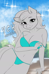 Size: 1280x1919 | Tagged: suggestive, artist:jerraldina, equine, human, mammal, pony, anthro, female, hot, pool, sexy, summer, ych