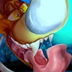 Size: 1280x1280 | Tagged: suggestive, artist:fishinafloatie, animate object, fictional species, ambiguous form, ambiguous gender, bust, mawshot, open mouth, saliva, solo, solo ambiguous, tongue, tongue out