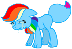 Size: 1270x869 | Tagged: safe, artist:徐詩珮, rainbow dash (mlp), oc, oc:rainbow eevee, eevee, eeveelution, equine, fictional species, hybrid, mammal, pokémon pony, pony, feral, friendship is magic, hasbro, my little pony, nintendo, pokémon, blue body, blue fur, crying, female, fur, paws, solo, solo female