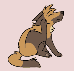 Size: 623x599 | Tagged: safe, artist:theroguez, oc, oc only, oc:rayj (theroguez), arthropod, canine, coydog, coyote, dog, hybrid, insect, mammal, feral, 2d, 2d animation, animated, canines doing canine things, female, flea, frame by frame, gif, itchy, paw pads, paws, pink background, scratching, simple background, solo, solo female