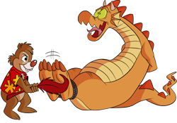 Size: 998x700 | Tagged: suggestive, artist:salmacisreptile, dale (disney), dtz (chip 'n dale: rescue rangers), chipmunk, dragon, fictional species, mammal, rodent, western dragon, anthro, chip 'n dale: rescue rangers, disney, mickey and friends, duo, duo male, fetish, laughing, male, males only, simple background, tickle fetish, transparent background