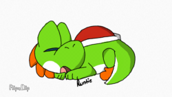 Size: 1280x720 | Tagged: safe, artist:foxrunt, yoshi (mario), fictional species, yoshi (species), feral, mario (series), nintendo, 2d, 2d animation, animated, flipaclip, frame by frame, gif, green body, sleeping, solo